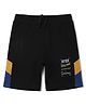 ALAN JONES Cotton Blend Knit Run Your City Text Printed Shorts - Black