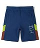 ALAN JONES Cotton Blend Knit Run Your City Text Printed Shorts - Royal Blue