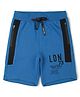 ALAN JONES Cotton Blend Knit LDN 73 Text Printed Shorts - Blue