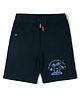 ALAN JONES Cotton Blend Knit The Beach Is Calling And I Must Go Text Printed Shorts - Navy Blue