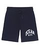 ALAN JONES Cotton Blend Knit Ocean Blvd Text Printed Shorts - Dark Blue