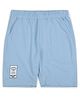 ALAN JONES Cotton Blend Knit North Point Beach Text Patch Detailed Shorts - Light Blue