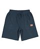 ALAN JONES Cotton Blend Knit AJC Text Patch Detailed Shorts - Blue