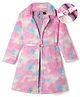 Hola Bonita Knit Full Sleeves Fur Jacket and Shimmer Inner Party Dress with Belt - Pink