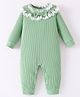 Mark & Mia Cotton Full Sleeves Winter Romper with Bow & Lace Detailing - Light Green