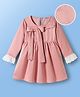Mark & Mia Full Sleeves Winter Frock with Bow & Lace Detailing - Pink