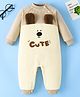 Mark & Mia Full Sleeves Winter Wear Romper With Dog Embroidery & Ear Applique - Beige