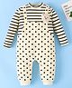 Mark & Mia Full Sleeves Winter Wear Romper With Polka Dot Print & Teddy Bear Applique - Beige