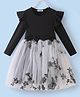 Mark & Mia Full Sleeves Party Dress with Butterfly Print Frill Detailing & Bow Applique - Black & Grey