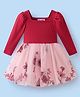 Mark & Mia Full Sleeves Party Dress With Floral Embroidery - Red