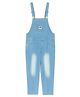 Olele Denim Woven Sleeveless Nd Text Patch Detailed Washed Dungaree - Blue
