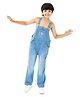 Olele Denim Woven Sleeveless Nd Text Patch Detailed Washed Dungaree - Blue
