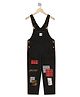 Olele Denim Woven Sleeveless Checked Patch Detailed Dungaree - Black