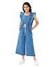 Olele Denim Woven Sleeveless Solid Zipper Jumpsuit - Blue