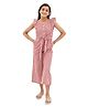 Olele Cotton Woven Frill Sleeves Checked Jumpsuit - Red