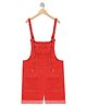 Olele Denim Woven Sleeveless Solid Dungaree - Red