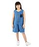 Olele Denim Knit Sleeveless Mild Washed Jumpsuit - Blue
