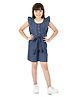 Olele Denim Knit Sleeveless Frill Detailed & Mild Washed Jumpsuit - Blue