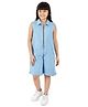 Olele Denim Knit Sleeveless Mild Washed Jumpsuit - Blue