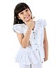 Olele Cotton Woven Frill Sleeves Solid Top - White