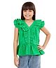 Olele Cotton Woven Frill Sleeves Victoria Ruffled Top - Green