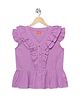 Olele Cotton Woven Frill Sleeves Victoria Ruffled Top - Pink