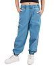 Olele Cotton Denim Woven Solid Baggy Fit Jeans - Blue