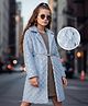 Hola Bonita Knit Shimmer Party Dress & Full Sleeves Fur Jacket With Belt - Light Blue