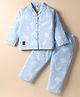 Enfance Core Full Sleeves Polar Bear Printed Coordinating Night Suit Set - Blue