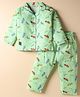 Enfance Core Full Sleeves Car Race Theme Printed Coordinating Night Suit Set - Green
