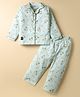 Enfance Core Full Sleeves Golf Cart Printed Coordinating Night Suit Set - Sea Green