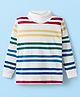Babyhug Cotton Elastane Knit Full Sleeves Turtle Neck Winter T-Shirt with Stripes - White