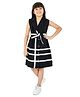 Olele Twill Woven Sleeveless Placement Striped Shirt Style Dress - Black