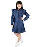 Olele Denim Woven Full Sleeves Frill Detailed Shirt Style Dress - Blue