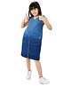 Olele Denim Woven Full Sleeves Ombre Zipper Dress - Blue