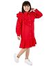 Olele Denim Woven Full Sleeves Frill Detailed Shirt Style Dress - Red