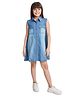 Olele Denim Woven Sleeveless Mild Washed Shirt Dress - Blue