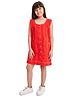 Olele Denim Woven Sleeveless Solid Dress - Red
