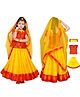 Sarvda Brocade Woven Janmashtami Theme Half Sleeves Radha Costume Set - Yellow