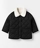Mark & Mia Woven Padded Quilted Winter Collared Jacket with Full Sleeves & Pocket - Black
