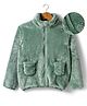 Mark & Mia Knit Full Sleeves Solid Color Fur SweatJacket with Pocket Detailing - Green
