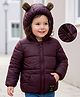 Mark & Mia Woven Full Sleeves Solid Hooded Padded Jacket With Kangaroo Pockets - Maroon