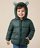 Mark & Mia Woven Full Sleeves Solid Hooded Padded Jacket With Kangaroo Pockets - Green