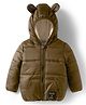 Mark & Mia Woven Full Sleeves Solid Hooded Padded Jacket With Kangaroo Pockets - Light Brown