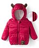 Mark & Mia Woven Full Sleeves Solid Color Hooded Padded Jacket with Ear Applique - Maroon