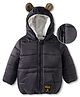 Mark & Mia Woven Full Sleeves Solid Hooded Padded Jacket With Kangaroo Pockets - Black