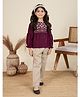 Tiny Twills Rayon Woven Full Peasant Sleeves Floral Embroidered Top & Pant Set - Wine