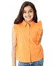 Olele Cotton Linen Woven Sleeveless Solid Shirt - Orange