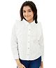 Olele Cotton Flax Woven Full Sleeves Frill Detailed Solid Shirt - White