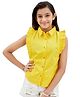 Olele Cotton Flax Woven Sleeveless Solid Shirt - Yellow